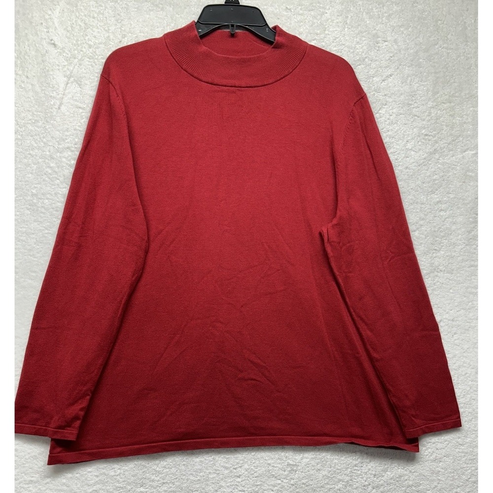 Pendleton Womens Size 2X Red Long Sleeve Silk Blend Pullover Top (L8)